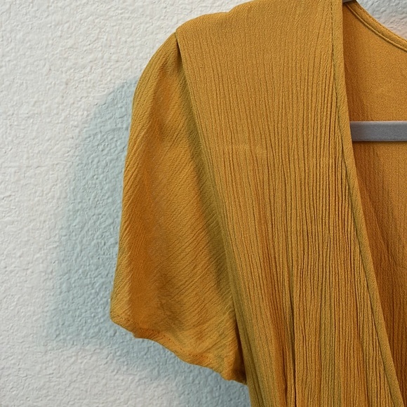 Lulus Mustard Yellow Wrap Dress - Picture 4 of 10
